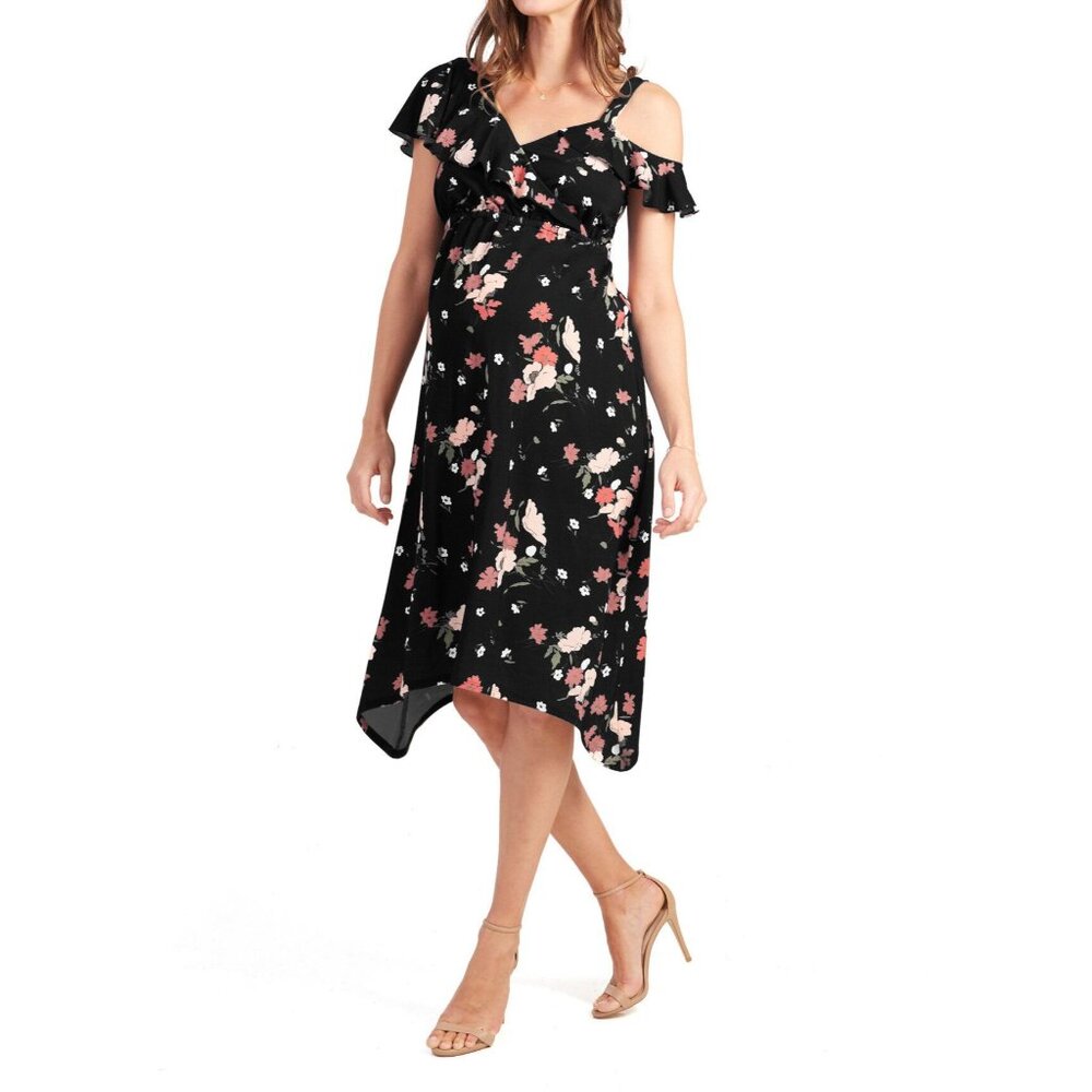 New Ingrid + Isabel Floral Asymmetric Maternity Dress Poseidon Floral Medium